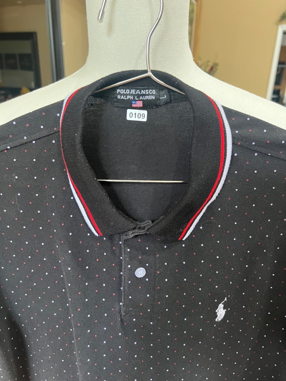 Ralph Lauren Black Polo Shirt with Red Accent